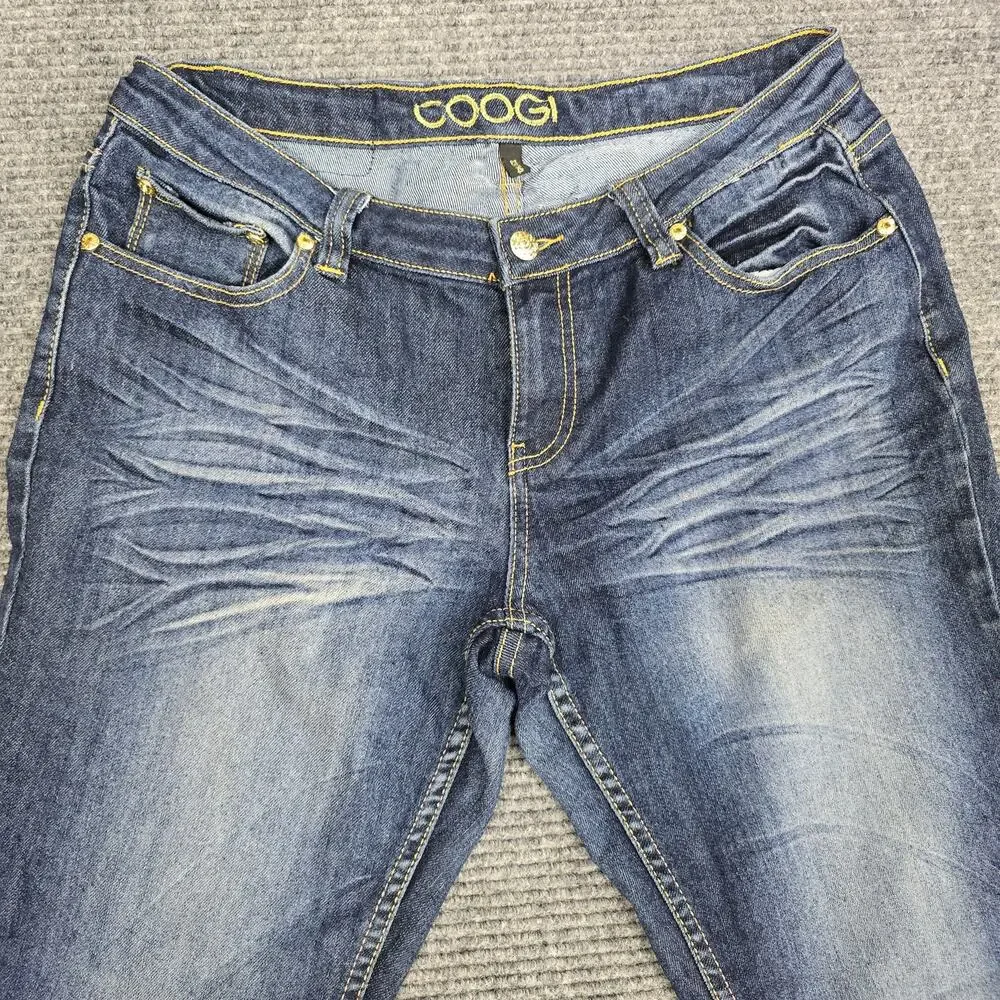 COOGI Jeans Womens 13/14 31x32 Blue Straight Leg Sequin LOVE Y2K Embellished